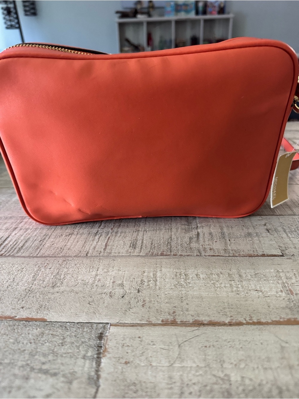 Michael Kors Cream and Orange Crossbody Bag with MK Logo Patch - Picture 12 of 13